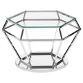 Clear Glass Coffee Table with Silver Finish Diamond Base