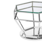Clear Glass Coffee Table with Silver Finish Diamond Base