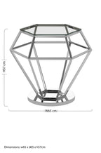 Clear Glass Side Table with Silver Finish Diamond Base
