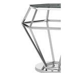 Clear Glass Side Table with Silver Finish Diamond Base