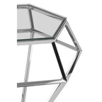 Clear Glass Side Table with Silver Finish Diamond Base