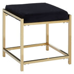 Black Velvet Square Stool with Gold Finish Base