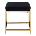 Black Velvet Square Stool with Gold Finish Base