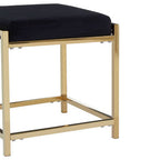 Black Velvet Square Stool with Gold Finish Base