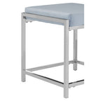 Powder Blue Velvet Square Stool with Silver Finish Base