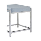 Powder Blue Velvet Square Stool with Silver Finish Base