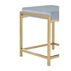 Powder Blue Velvet Square Stool with Gold Finish Base