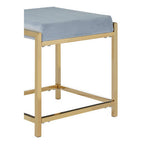 Powder Blue Velvet Square Stool with Gold Finish Base