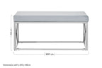 Powder Blue Velvet Bench with Silver Finish Base
