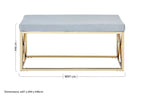 Powder Blue Velvet Bench with Gold Finish Base