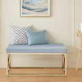Powder Blue Velvet Bench with Gold Finish Base