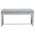 Powder Blue Velvet Bench with Square Side Detail Silver Base