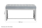 Powder Blue Velvet Bench with Square Side Detail Silver Base