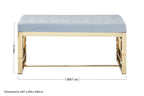 Powder Grey Velvet Bench with Gold Finish Base
