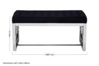 Black Velvet Bench with Silver Finish Base