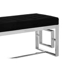 Black Velvet Bench with Silver Finish Base