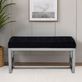 Black Velvet Bench with Silver Finish Base