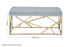Powder Blue Velvet Bench with Geometric Gold Finish Base