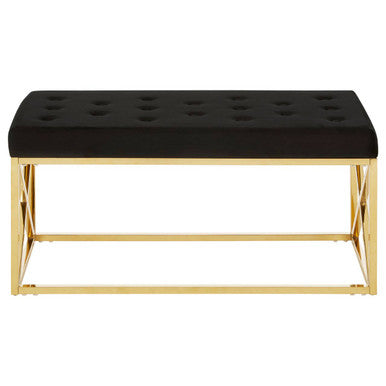 Black Velvet Bench with Gold Finish Base