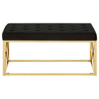 Black Velvet Bench with Gold Finish Base