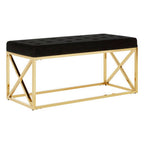 Black Velvet Bench with Gold Finish Base