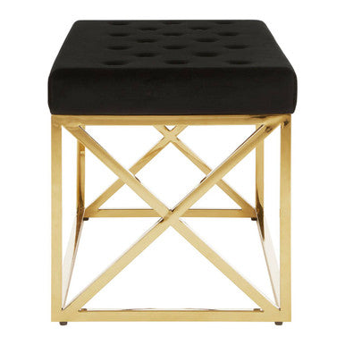 Black Velvet Bench with Gold Finish Base