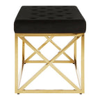 Black Velvet Bench with Gold Finish Base