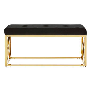 Black Velvet Bench with Gold Finish Base
