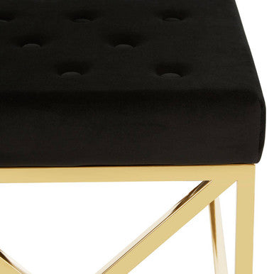 Black Velvet Bench with Gold Finish Base