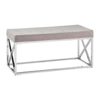 Mink Velvet Bench with Silver Finish Base