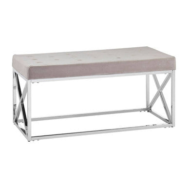 Mink Velvet Bench with Silver Finish Base