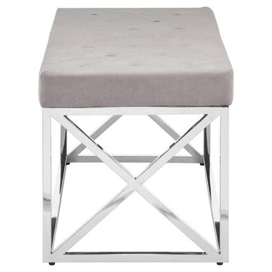 Mink Velvet Bench with Silver Finish Base