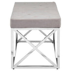 Mink Velvet Bench with Silver Finish Base