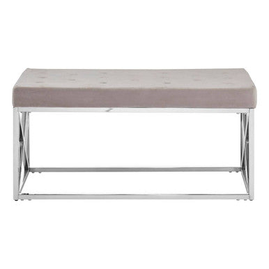 Mink Velvet Bench with Silver Finish Base