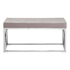 Mink Velvet Bench with Silver Finish Base