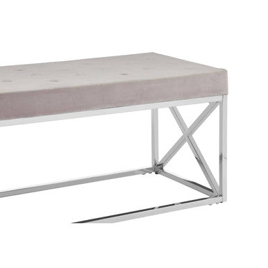 Mink Velvet Bench with Silver Finish Base