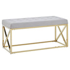 Mink Velvet Bench with Gold Finish Base