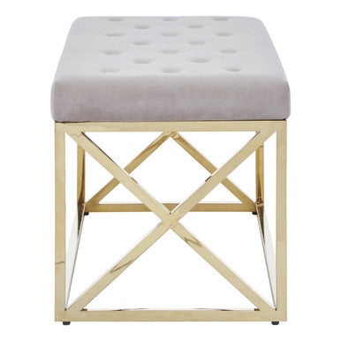 Mink Velvet Bench with Gold Finish Base