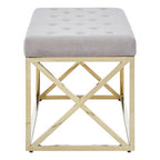 Mink Velvet Bench with Gold Finish Base
