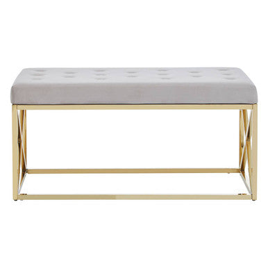 Mink Velvet Bench with Gold Finish Base