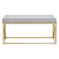 Mink Velvet Bench with Gold Finish Base