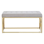 Mink Velvet Bench with Gold Finish Base
