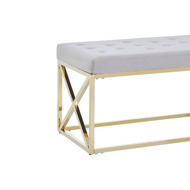 Mink Velvet Bench with Gold Finish Base