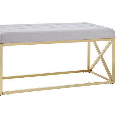 Mink Velvet Bench with Gold Finish Base