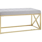 Mink Velvet Bench with Gold Finish Base