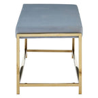 Powder Blue Velvet Bench with Gold Finish Frame