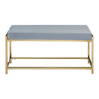 Powder Blue Velvet Bench with Gold Finish Frame