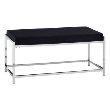 Black Velvet Bench with Silver Finish Frame