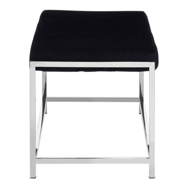Black Velvet Bench with Silver Finish Frame