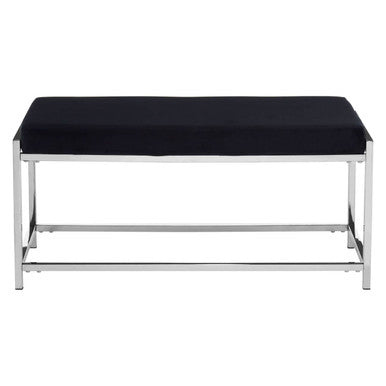 Black Velvet Bench with Silver Finish Frame